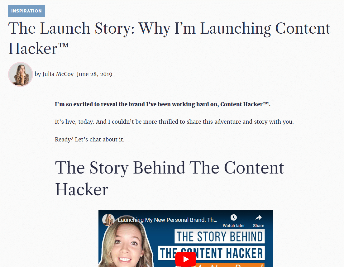 pierwszy post na blogu w content hacker