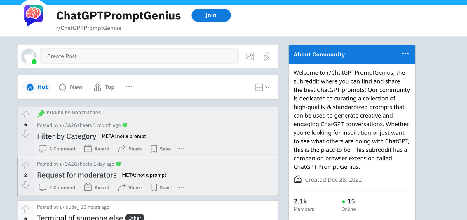 작동 중인 chatgpt 프롬프트 천재 크롬 확장의 스크린샷