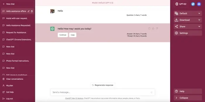 작동 중인 gpt-ez 크롬 확장 프로그램의 스크린샷