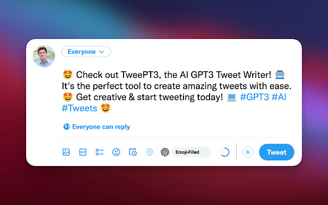 작동 중인 tweetgpt 크롬 확장 프로그램의 스크린샷