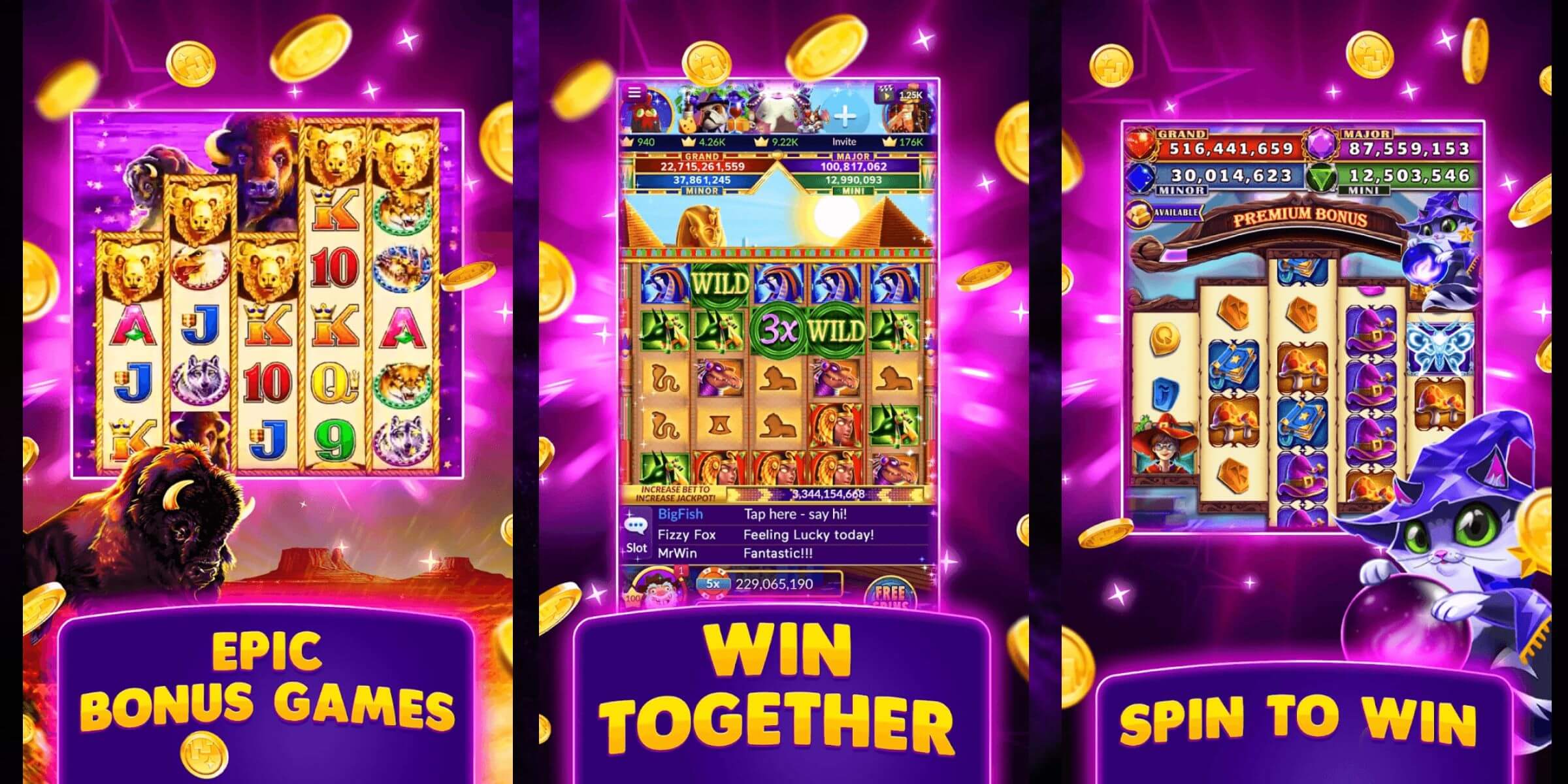 ジャックポット マジック スロットのプロモーション アプリ ストア画像。
