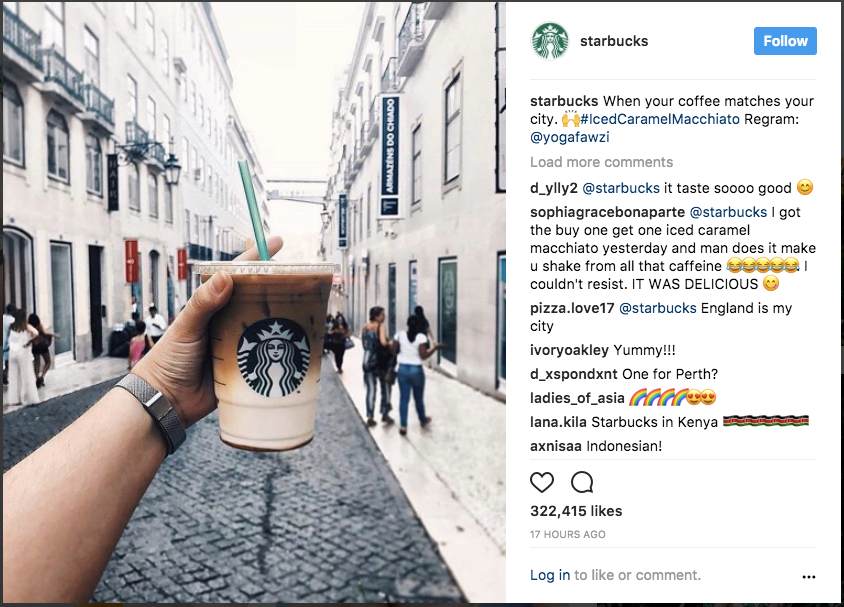 Exemplo de estratégia de marketing de mídia social gerada pelo usuário da Starbucks