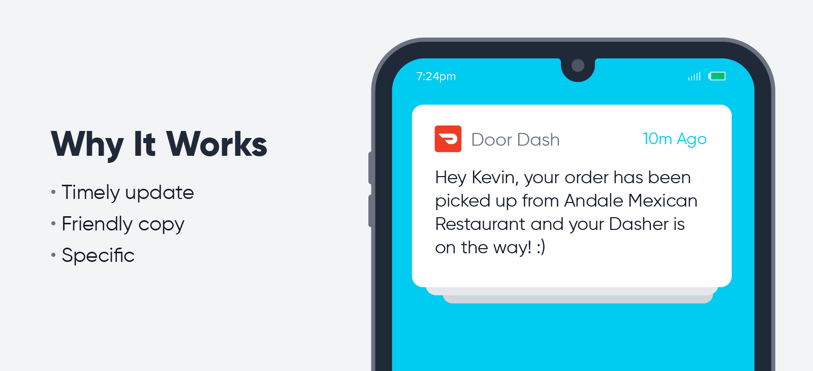 Gambar pemberitahuan push DoorDash - dengan beberapa tips praktik terbaik yang berguna