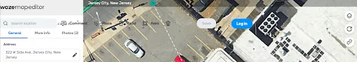 Éditeur de carte Waze avec l'option de menu Permalink sur la droite.