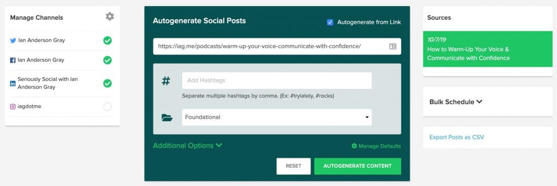 Autogenerate posting media sosial dari konten