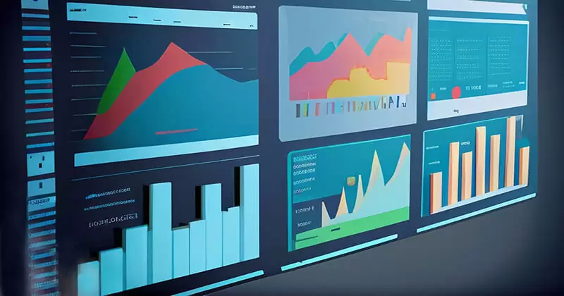 Illustrazione dei dati e report di analisi sugli schermi dei computer.