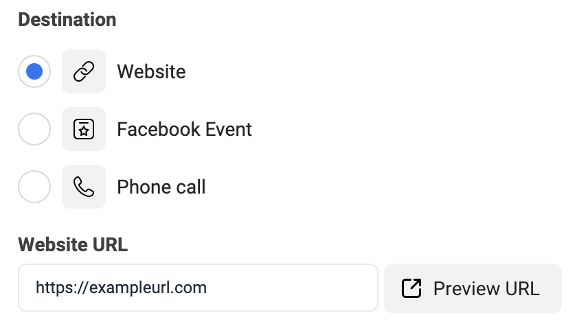Facebook A/B 테스트 다양한 웹사이트 URL