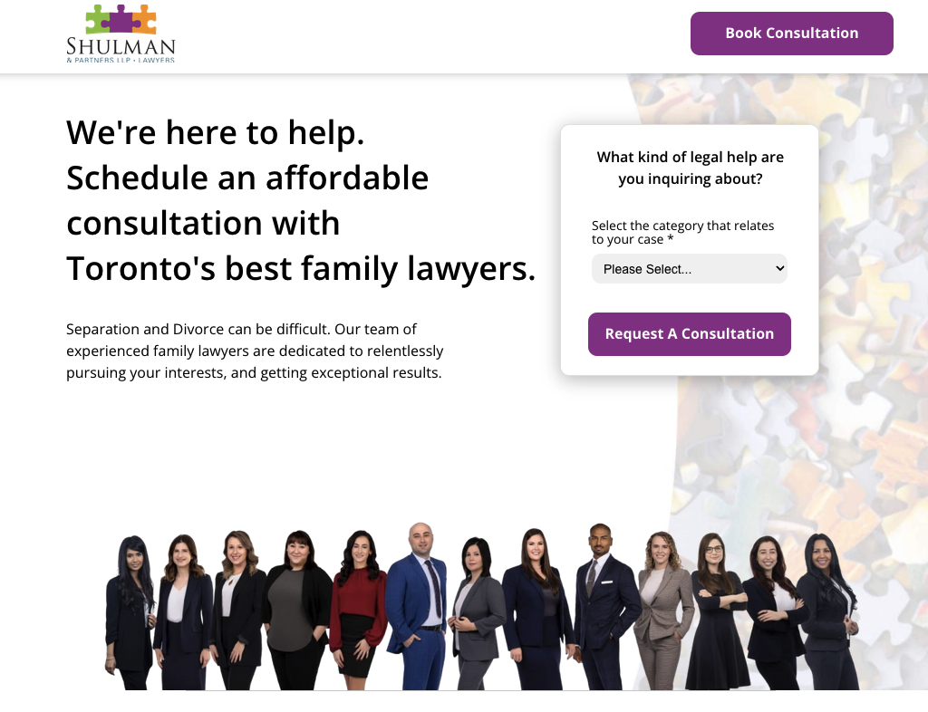 Shulman Law 토론토 방문 페이지