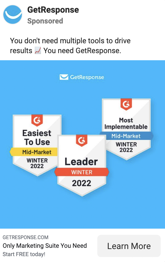 GetResponse 페이스북 광고
