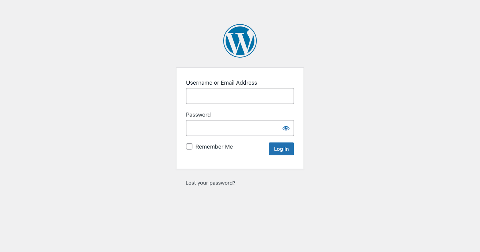 Layar masuk WordPress