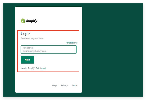 masuk ke akun Shopify Anda