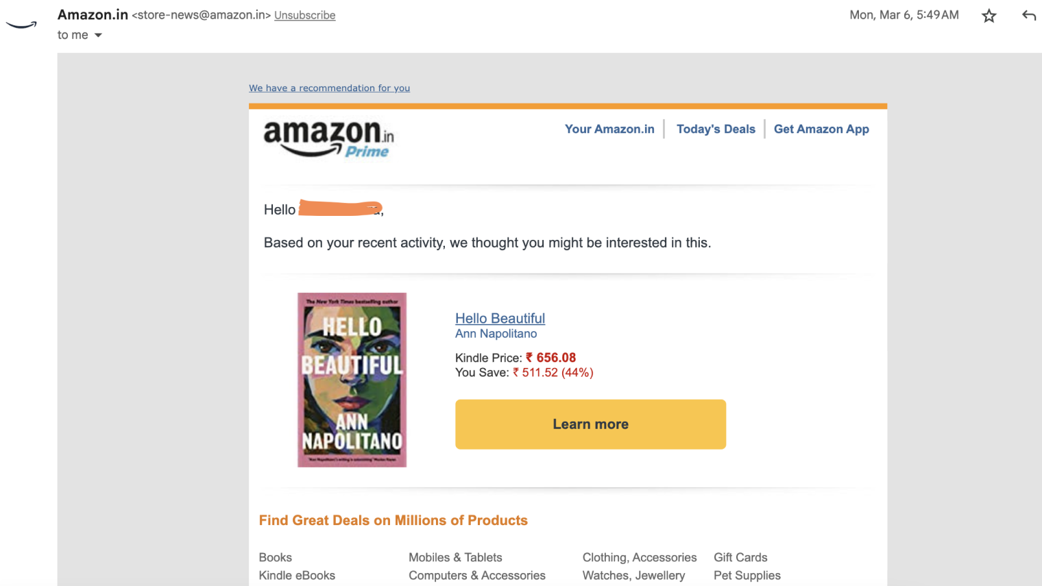 Personalizza le e-mail per coltivare le relazioni e creare fiducia: Amazon per l'e-mail marketing