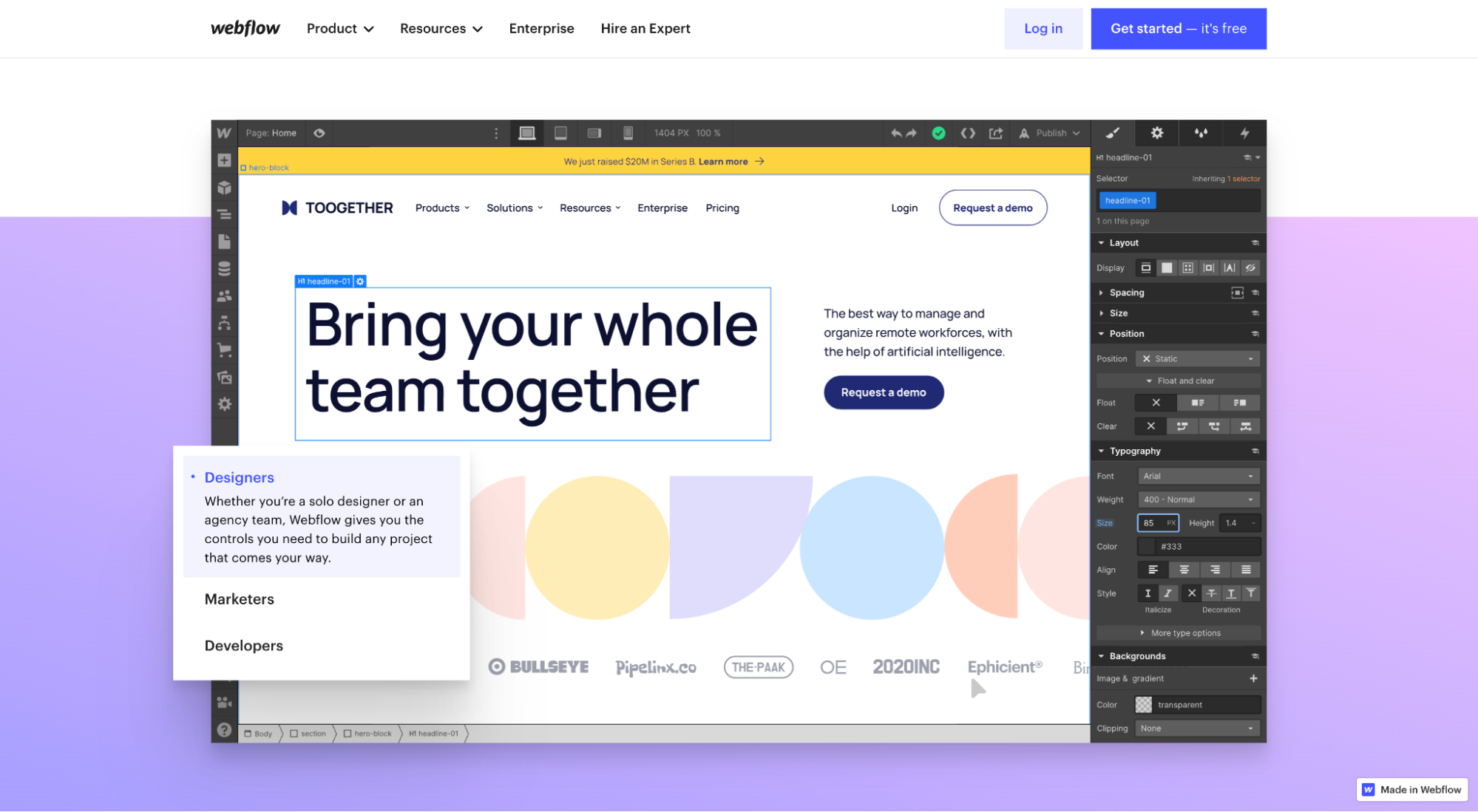 Webflowランディングページ