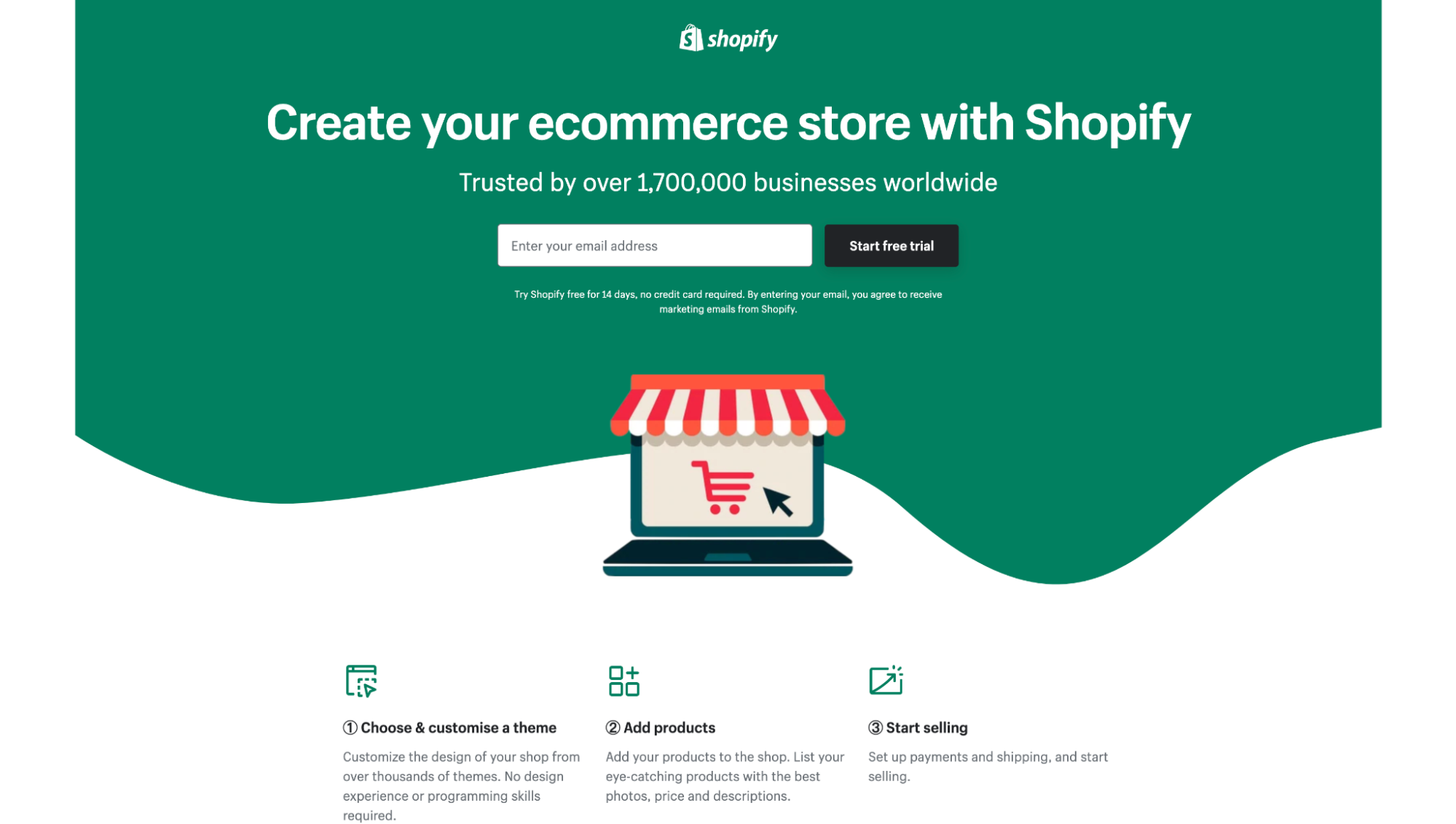 Shopifyのランディングページ