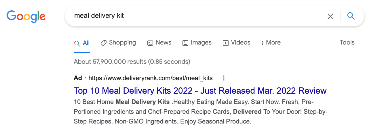 Google 식사 배달 키트