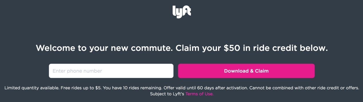 Lyft tıklama sonrası açılış sayfası talep kredileri