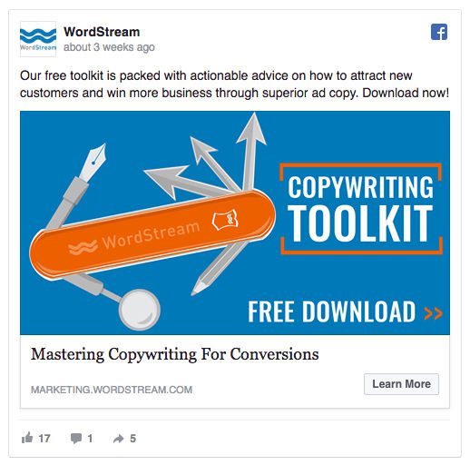 Gambar ini menunjukkan kepada pemasar cara menggunakan teks CTA yang menarik di iklan Facebook untuk meningkatkan klik-tayang dan konversi.