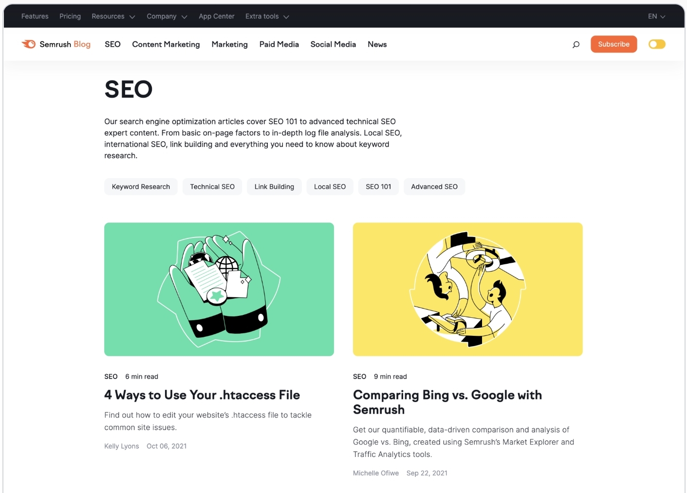 SEMrush는 SEO 전문가가 작성한 여러 블로그를 제공합니다.