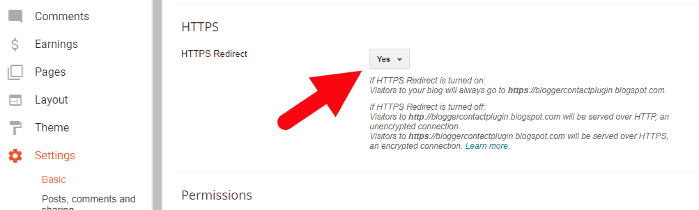 Blogger HTTPS 리디렉션 설정 blogspot-https-settings