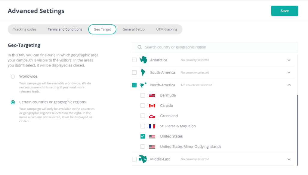 upviral-geo-target-settings
