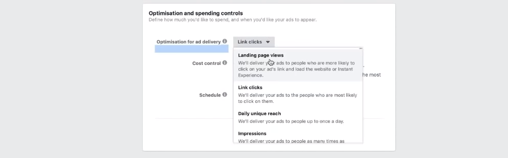 Facebook 廣告管理器支出控制