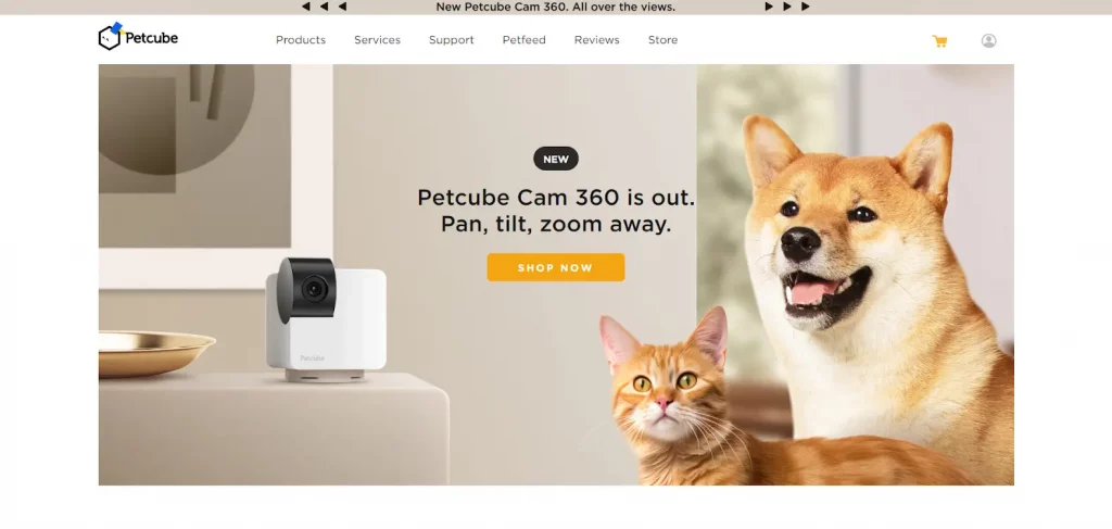 รูปภาพแสดงหน้า Landing Page ของ Petcube