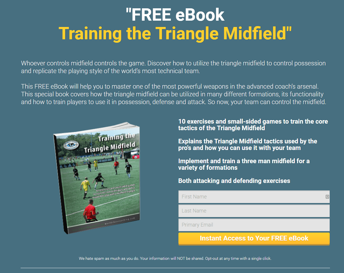 Tactici de antrenament de fotbal Exemplu pe pagina de destinație după clic
