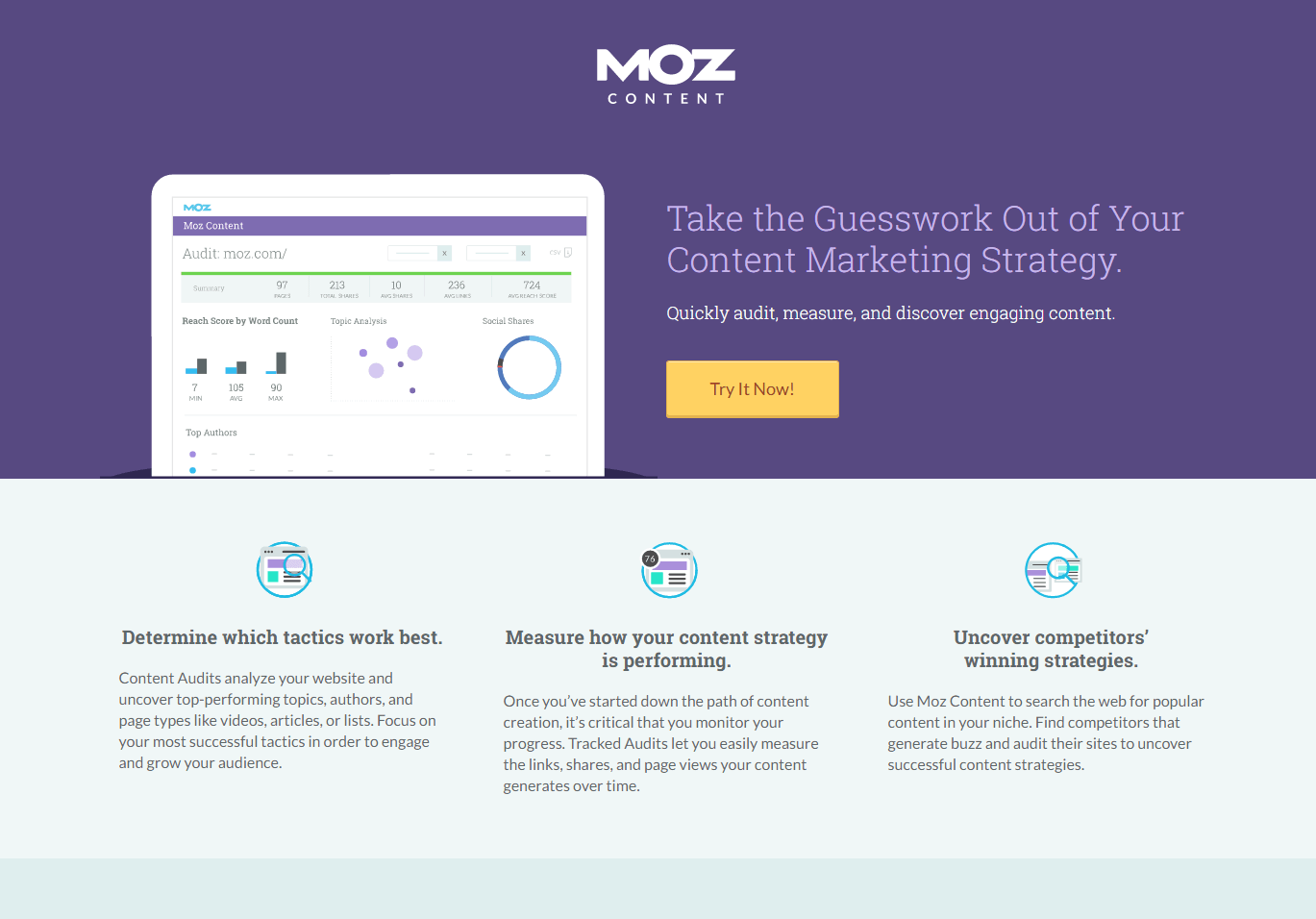 Exemple de page de destination post-clic de Moz