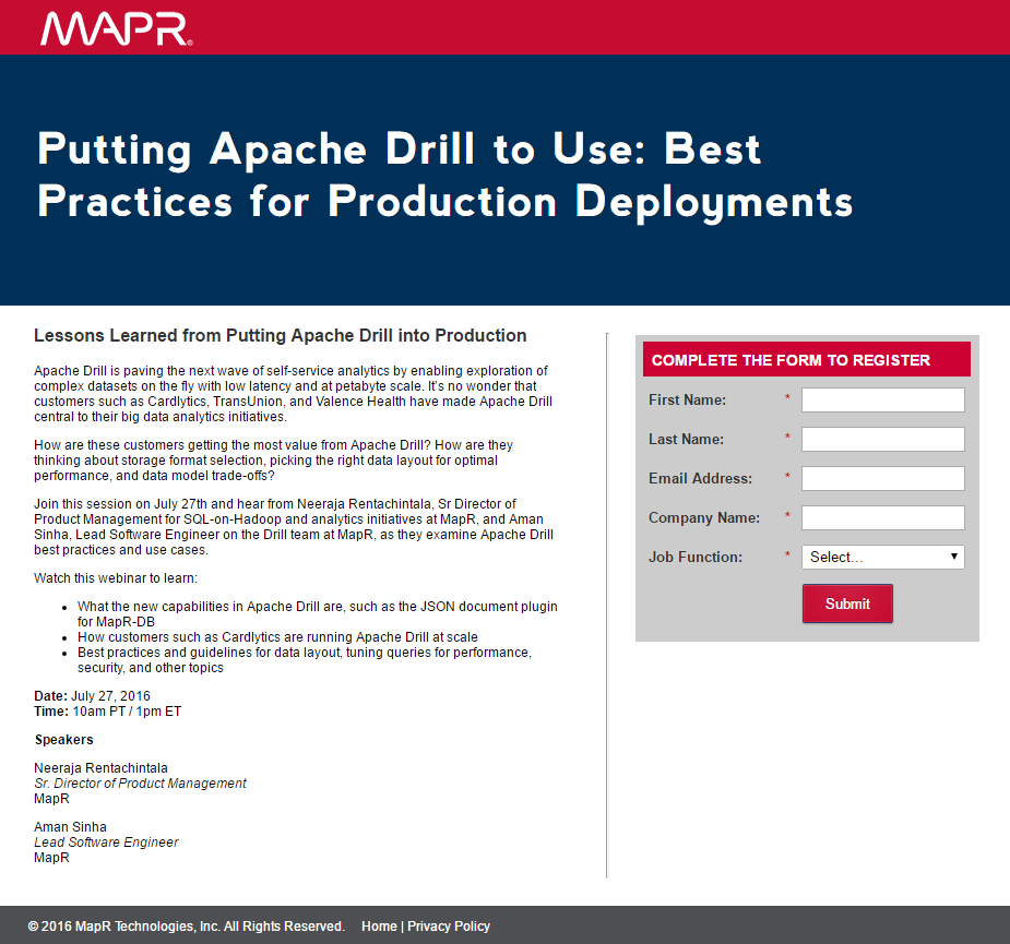 Contoh halaman arahan pasca-klik MapR