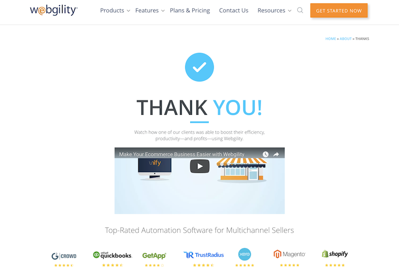 Halaman terima kasih webgility