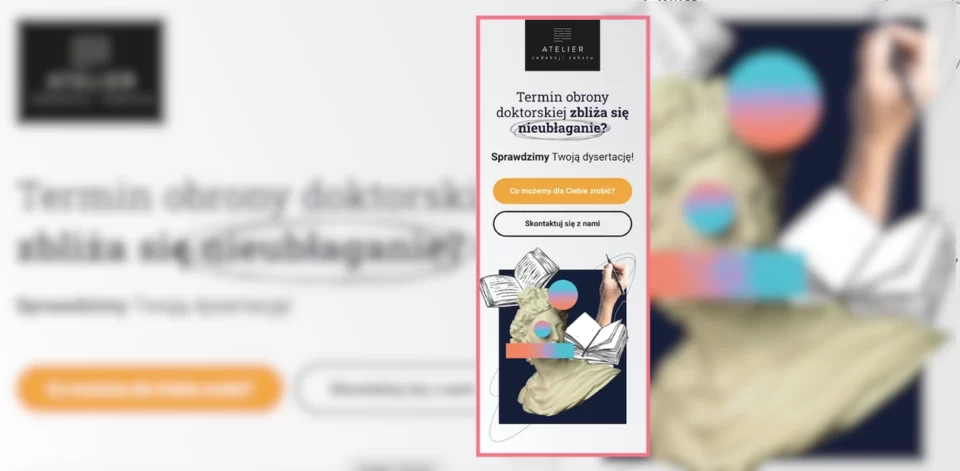 exemple de page de destination mobile atelier redakcji tekstu