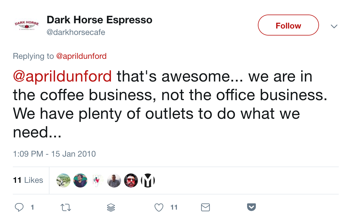 Sfaturi pentru serviciul clienți: Dark Horse Espresso Tweet