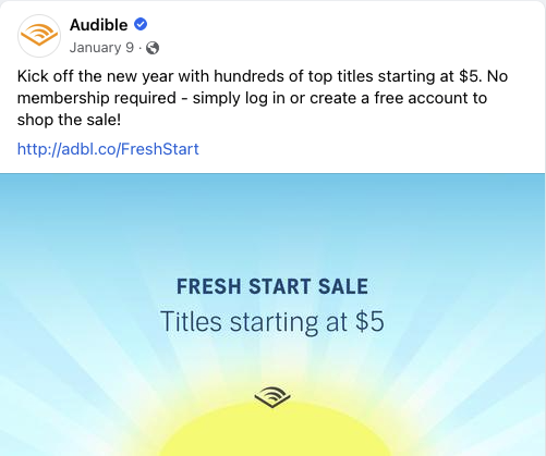 Facebook-Werbung für die Audible-App