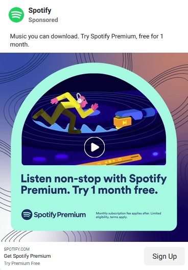 Anzeige für einen kostenlosen Spotify-Monat