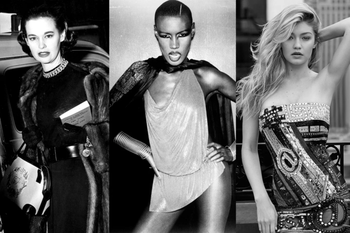 Schwarz-Weiß-Bild von Prominenten, die die Ästhetik der Mode-Girlies repräsentieren