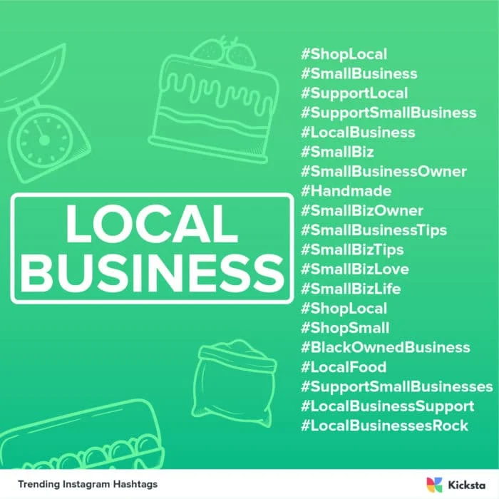 Hashtags-Diagramm für lokale Unternehmen
