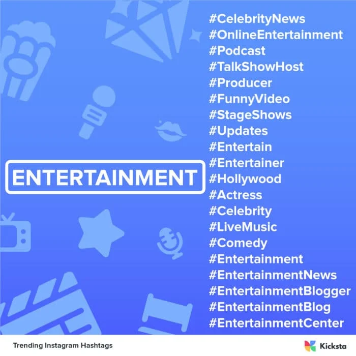 grafico degli hashtag di Instagram per l'intrattenimento