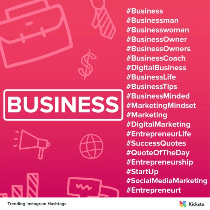 gráfico de hashtags do Instagram de tendências de negócios
