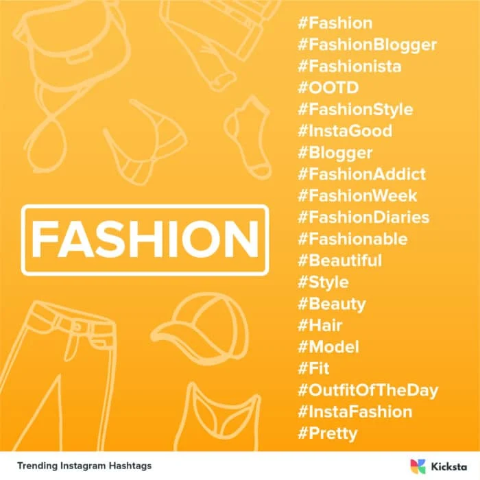 tabella degli hashtag di moda