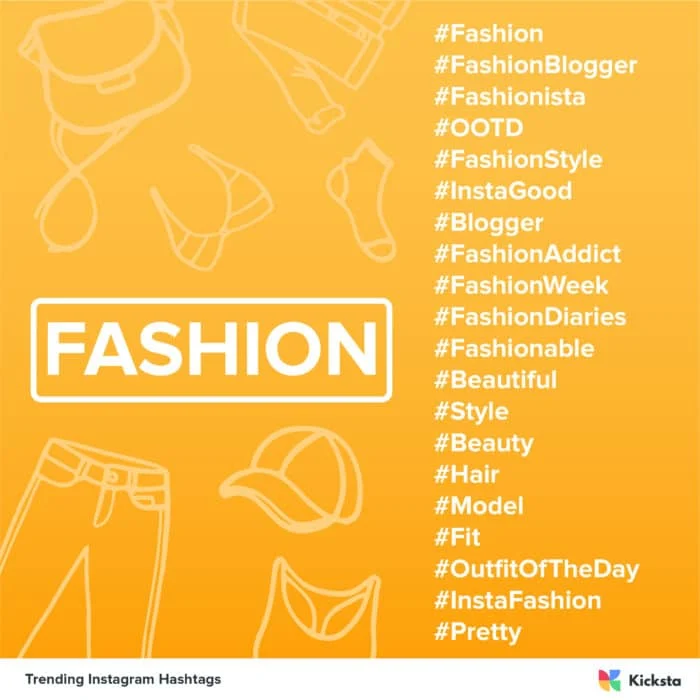 tabla de hashtags de moda