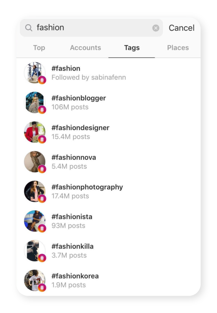 hashtag di tendenza di Instagram per la moda