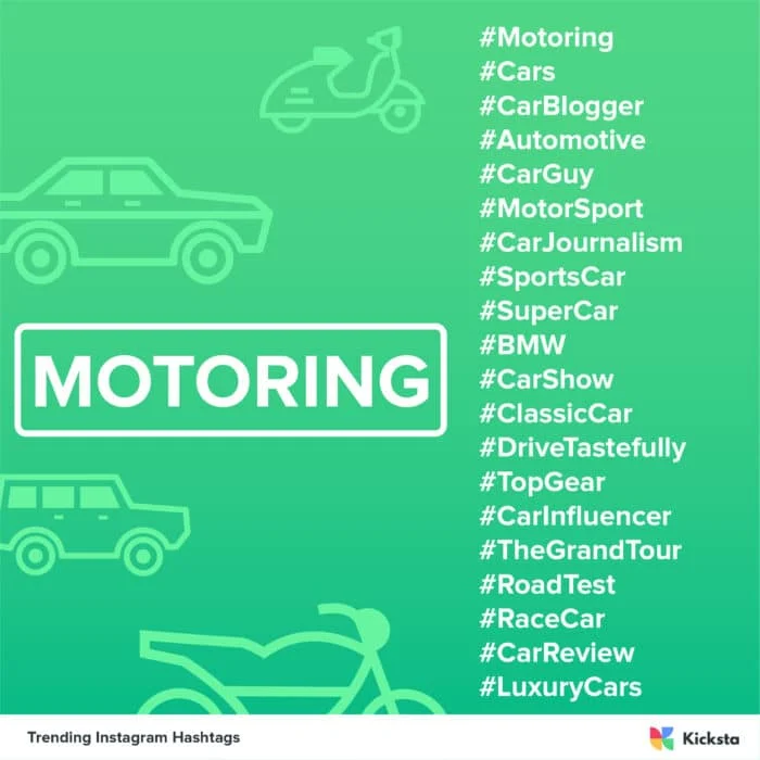 tabella degli hashtag automobilistici