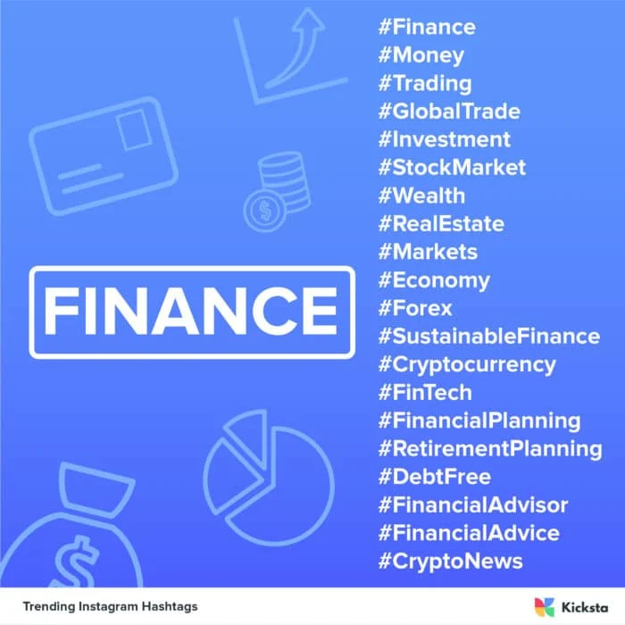 Hashtags-Diagramm der Finanzbranche