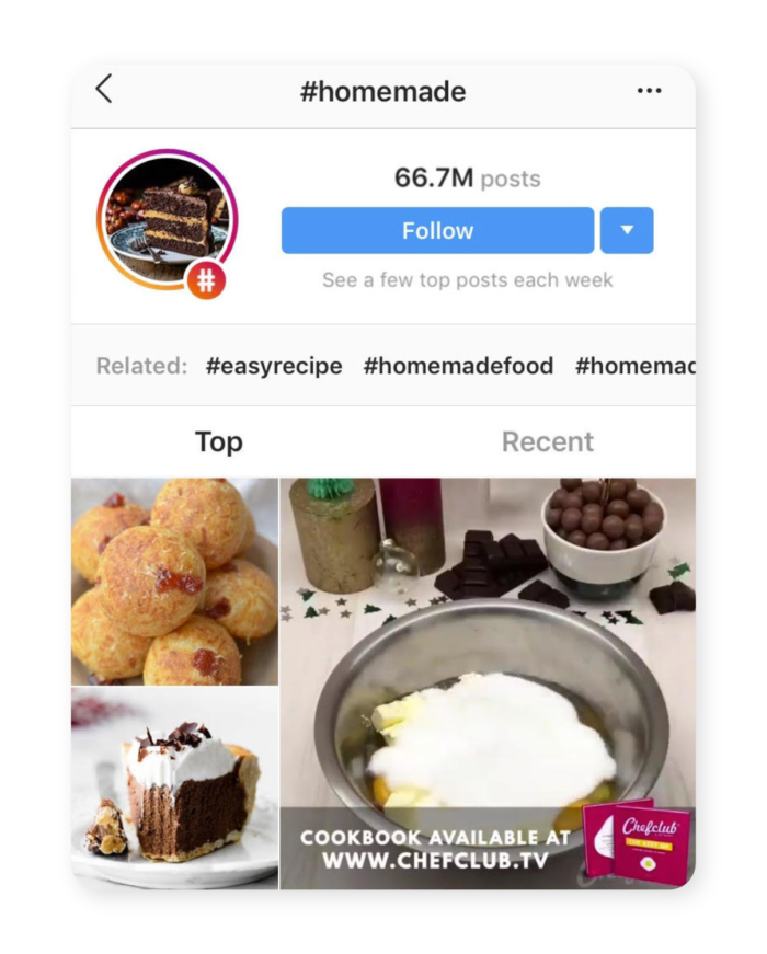 Instagramのトレンドの食べ物のハッシュタグ