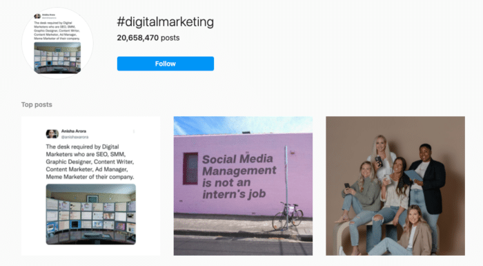 Instagram 上的 #digitalmarketing 话题标签