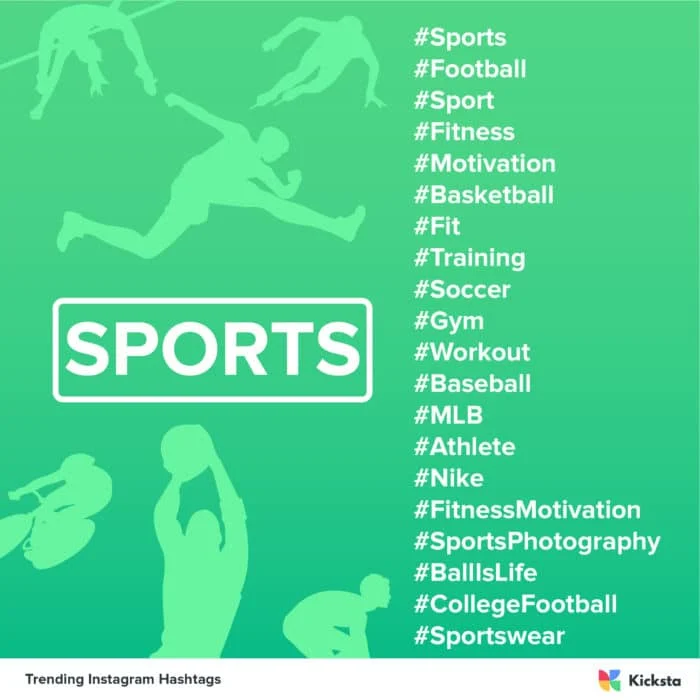 tabla de hashtags de Instagram de deportes