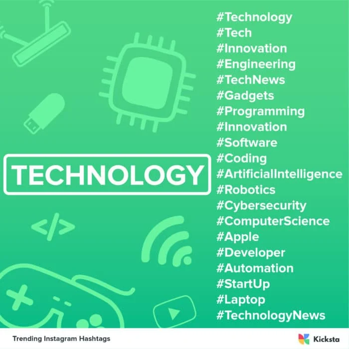 tabla de hashtags de tecnología