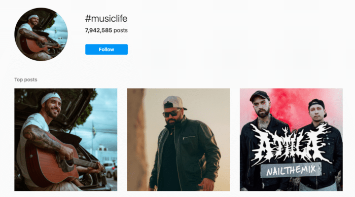Instagram'da #musiclife hashtag'i