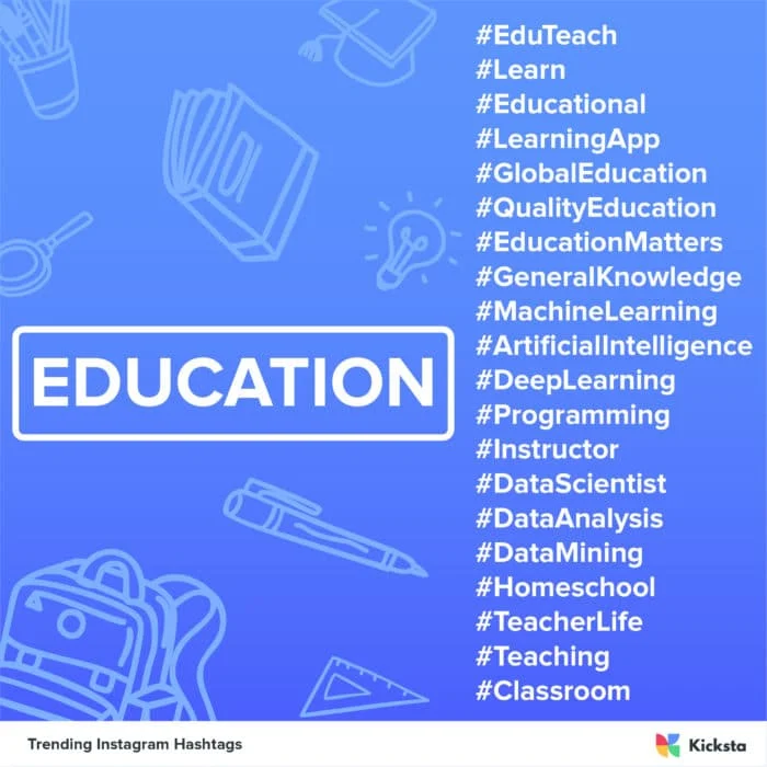 tableau des hashtags pour l'éducation