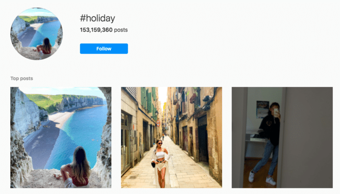 hashtag de captura de pantalla de vacaciones